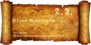 Klcsó Nikoletta névjegykártya